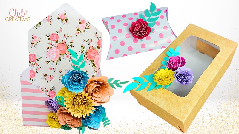 proyectos moldes flores papel bouquet caja regalo