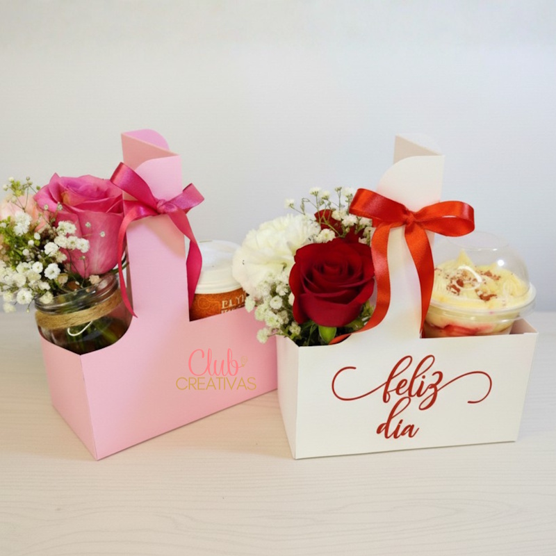 plantillas caja dúo 2 e 1 para flores café postres